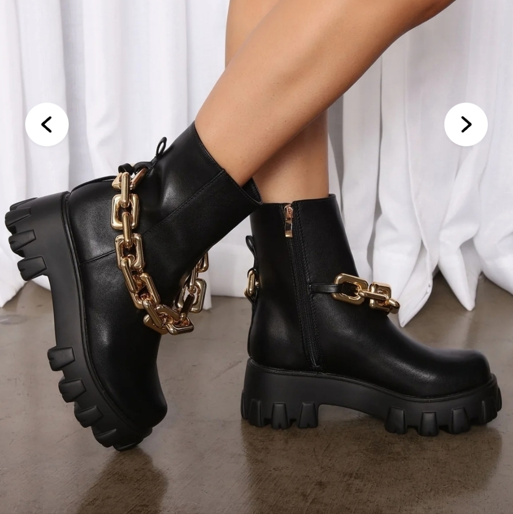 Fashion Nova Nights Like This Chain Booties Black Size 11
